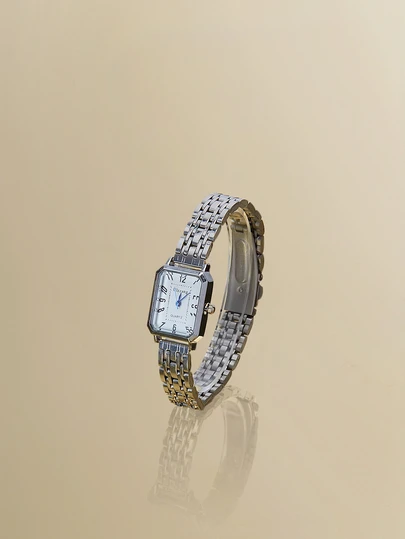 NobleVue 1件创意女士罗马数字小表盘方形金属链石英表，适合返校、日常搭配、生日、女士礼物、周年纪念日、光棍节、母亲节及其他节日，不含礼盒