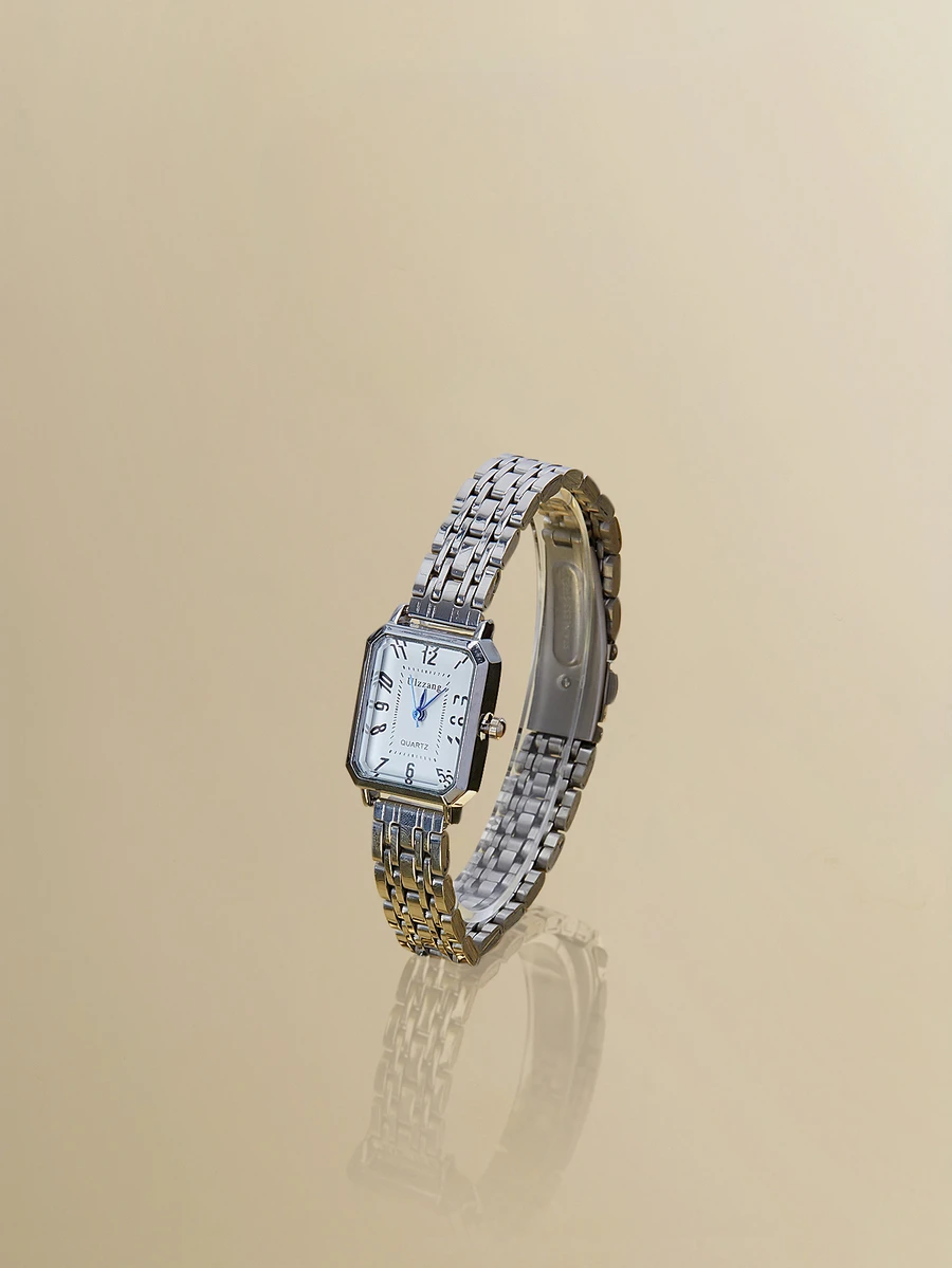 NobleVue 1件创意女士罗马数字小表盘方形金属链石英表，适合返校、日常搭配、生日、女士礼物、周年纪念日、光棍节、母亲节及其他节日，不含礼盒 - 銀色 - 查看 1