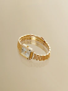 NobleVue 1件创意女士罗马数字小表盘方形金属链石英表，适合返校、日常搭配、生日、女士礼物、周年纪念日、光棍节、母亲节及其他节日，不含礼盒 - 金色 - 查看 4