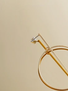 1 对简约几何圆形耳钉，百搭又时尚 - 金黃色 - 查看 5