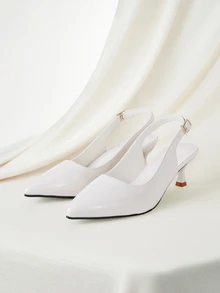 Clariva Elegant Pointed Toe Stiletto High Heel Sandals, Sexy Party Dress Shoes For Women, Suitable For Commuting, Nightclub, Wedding, Outdoor, Leather Buckle Strap, Kitten Heels, White High Heels To Match Dresses, All Season - White - View 1