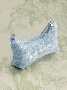 Rylithe Sequin Floral Shoulder Bag, Bridal Party, Prom Bag, Prom Accessories, Premium Style Handbag, Wedding Items, Elegant Bag For Women (Pattern Random) , Sequin SummerOutfit,Festival Fits,Elegant Outfit - Baby Blue - View 7