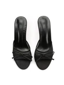Giày sandal cao gót hở mũi thoáng khí bằng lưới dành cho nữ, kiểu dáng tối giản đa năng với nơ, phong cách mùa hè mới, phù hợp cho các lễ hội, trang phục thanh lịch. - màu đen - Xem 3