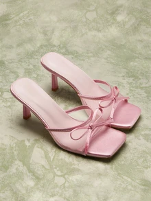 Rylithe 粉色夏季新款网眼透气露趾高跟凉鞋，百搭简约细高跟女士高跟凉鞋 - 粉色 - 查看 7