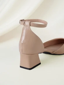 Clariva 女士时尚莲花根粉色高跟鞋、粗跟凉鞋、尖头鞋、穆勒鞋、坡跟鞋、秋冬靴 - 藕粉色 - 查看 3