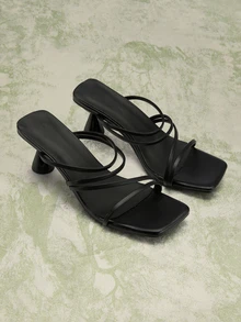 Rylithe 女士简约系带露趾高跟凉鞋，细高跟鞋，2025 年夏季时尚新品，不累脚 - 黑色 - 查看 7