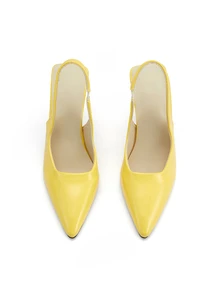 Rylithe Sandalias de tacón de gatito de punta afilada para mujer - Amarillo - Ver 3