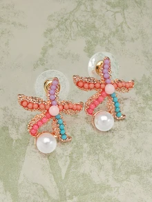 Rylithe 1pair Sweet Bohemian Style Colorful Starfish & Faux Pearl Earrings, Suitable For Women's Daily Travel, Beach Parties, Vacation, Etc. SummerOutfit,Festival Fits,Elegant Outfit - Colorful Starfish - View 7