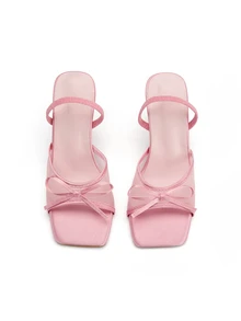 Giày sandal cao gót hở mũi màu hồng mới, thoáng khí, kiểu dáng tối giản, đa năng dành cho nữ, phù hợp cho trang phục mùa hè, lễ hội và những dịp trang trọng. - Hồng - Xem 3