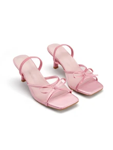 Giày sandal cao gót hở mũi màu hồng mới, thoáng khí, kiểu dáng tối giản, đa năng dành cho nữ, phù hợp cho trang phục mùa hè, lễ hội và những dịp trang trọng. - Hồng - Xem 2