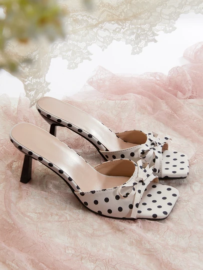 Rylithe 尖头蝴蝶结装饰高跟凉鞋，性感露趾拖鞋，春夏穿搭，节日装扮，优雅造型