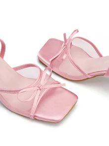 Giày sandal cao gót hở mũi màu hồng mới, thoáng khí, kiểu dáng tối giản, đa năng dành cho nữ, phù hợp cho trang phục mùa hè, lễ hội và những dịp trang trọng. - Hồng - Xem 5