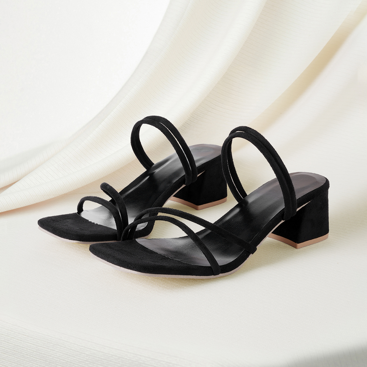 Sandalias de tacón alto deslizantes de moda para mujer, sandalias de vestir con tira blanca versátil, punta abierta y tacón cuadrado grueso, para a
