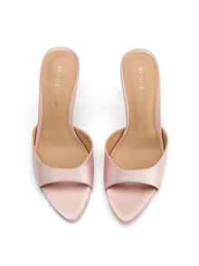 Rylithe 女士时尚缎带露趾套脚高跟凉鞋，春夏穿搭 - 粉色 - 查看 3