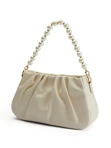 Rylithe Bolso fruncido con cuenta con perla artificial - Beis - Ver 4