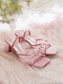 Giày sandal cao gót hở mũi màu hồng mới, thoáng khí, kiểu dáng tối giản, đa năng dành cho nữ, phù hợp cho trang phục mùa hè, lễ hội và những dịp trang trọng. - Hồng - Xem 1
