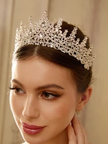 Etoivie Rhinestone Decor Crown - Silver - View 5