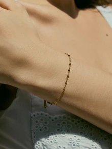 1 pieza Tobillera minimalista de acero inoxidable, adecuada para vacaciones y festivales de música en la playa - Amarillo Oro - Ver 5