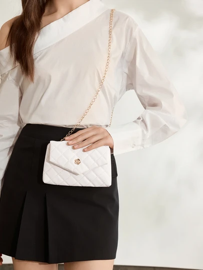 Clariva Mini Fashionable Flap Chain Crossbody Bag, Quilted Women's Shoulder Messenger Bag For Phone, Suitable For Gifts, Vacation, Shopping , Valentines Gifts, Cream Bag