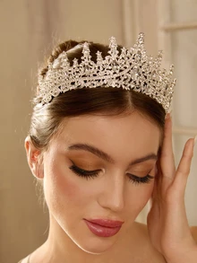 Etoivie Rhinestone Decor Crown - Silver - View 1
