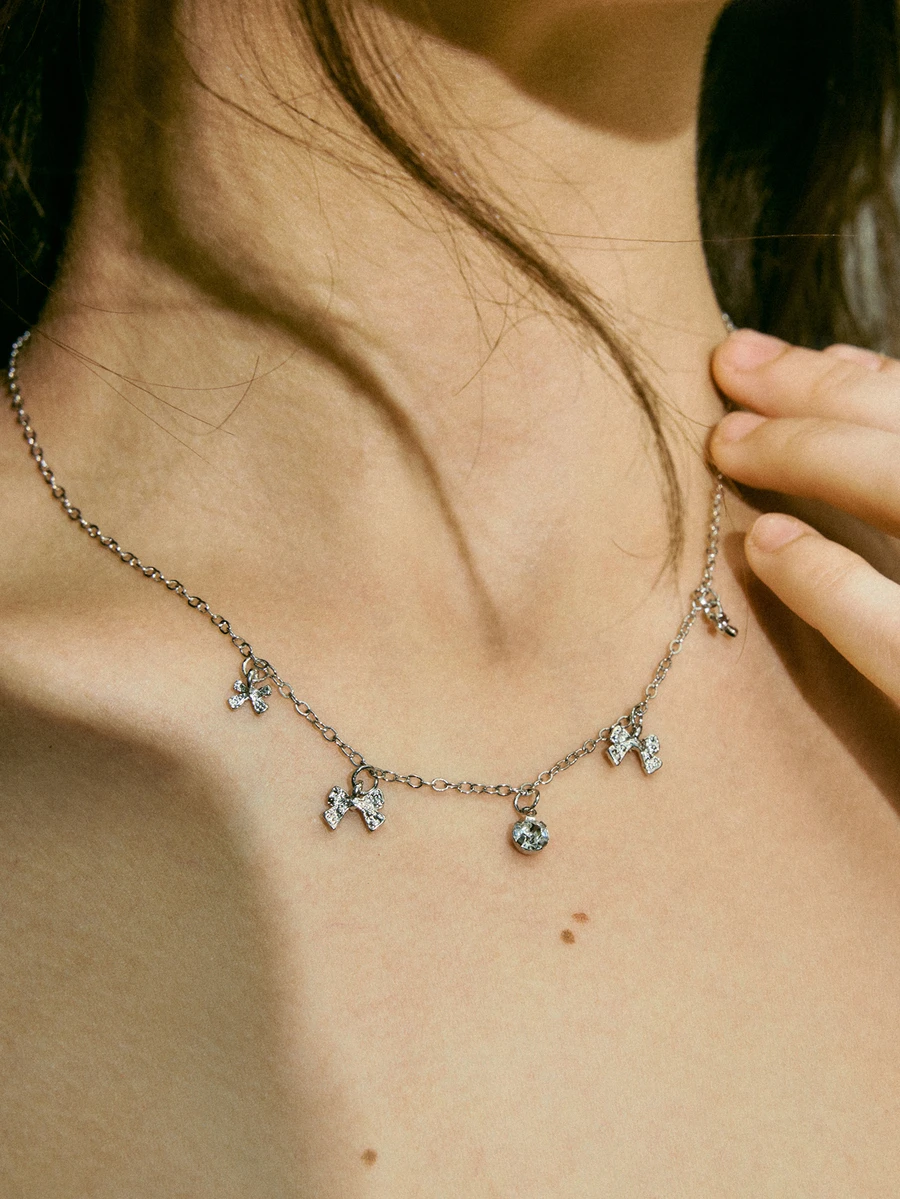 Hatastic 1pc Dainty Elegant Butterfly Pendant Necklace, Suitable For Daily Wear Music Fest - Silver - View 1