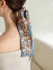 Clariva 1pc Women Floral Print Fashionable Skinny Scarf For Dress Decoration Boho Valentine's Day Valentines Hair Band Turban Headband Sweatband Fall Winter Hair Accessories For Women Bows For Vacation Outfits Woman Women Bandana Soft Headwrap Valentines Gift - Multicolor - View 5