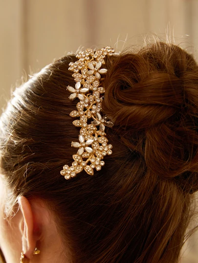 Etoivie 1/4pcs Elegant Bridal Headpiece, Alloy Crystal Hairpin, Vintage Style Hair Accessory, Suitable For Wedding, Valentine's Day, Wedding Ceremony, Gift Wedding Wedding