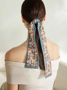 Clariva 1pc Women Floral Print Fashionable Skinny Scarf For Dress Decoration Boho Valentine's Day Valentines Hair Band Turban Headband Sweatband Fall Winter Hair Accessories For Women Bows For Vacation Outfits Woman Women Bandana Soft Headwrap Valentines Gift - Multicolor - View 1