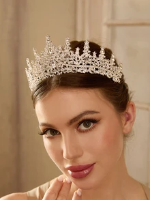Etoivie Rhinestone Decor Crown - Silver - View 4