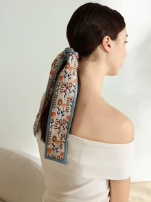 Clariva 1pc Women Floral Print Fashionable Skinny Scarf For Dress Decoration Boho Valentine's Day Valentines Hair Band Turban Headband Sweatband Fall Winter Hair Accessories For Women Bows For Vacation Outfits Woman Women Bandana Soft Headwrap Valentines Gift - Multicolor - View 3