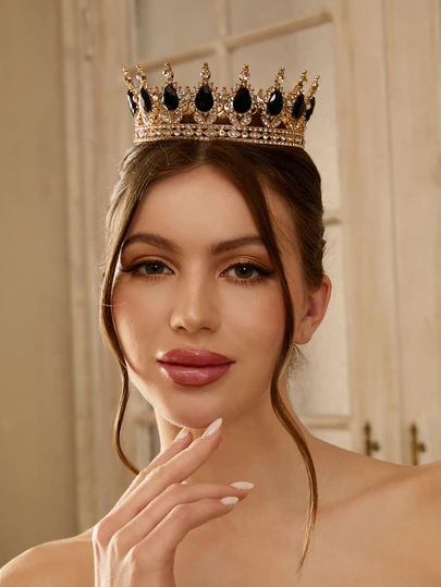 Etoivie Vương miện cưới tròn kiểu Baroque, Vương miện đính đá lấp lánh kiểu cung điện cổ điển dành cho Vua/Nữ hoàng, Phụ kiện trang phục dự thi sắc đẹp cao cấp, Vương miện, Vương miện hóa trang, Sinh viên, Vương miện cài tóc, Đám cưới, Quà tặng cho phù dâu, Phụ kiện tóc, Trang phục dự tiệc, Sinh nhật, Phụ kiện lễ hội, Trang phục lễ hội, Phụ kiện đội đầu