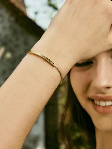 Hatastic Gold Plated Stainless Steel Curved Tube Charm Bracelet With Pull Cord, Adjustable For Daily Wear Music Fest Back To School - Gold - View 1