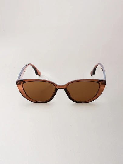 Clariva 1 Pair Women's Brown Cat Eye PC Frame Plain Color Vintage Fashion Fashion Glasses, Suitable For Everyday Wear For Summer Beach Vacation,Outdoor,Travel