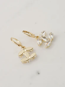 Clariva 1 Pair Fashionable Elegant Minimalist Luxury High-End Copper Inlaid Cubic Zirconia Pendant Earrings, Suitable For Women's Daily Wear (With Anti-Oxidation Packaging Box) - Gold - View 3
