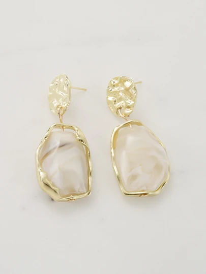 Clariva 1 Pair Retro Resin Geometric Earrings For Women, Suitable For Christmas, Daily Wear, Gold-Tone Chunky Jewelry Accessories, Halloween Decor