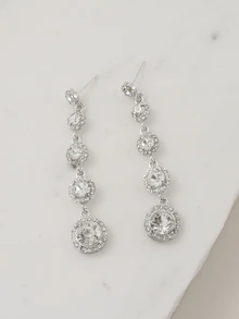 Clariva 1 Pair Minimalist Luxury Round Drop Earrings, Suitable For Daily, Date, Party, Wedding Occasions - Silver - View 4