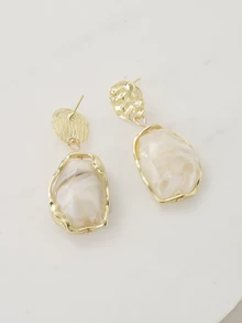 Clariva 1 Pair Retro Resin Geometric Earrings For Women, Suitable For Christmas, Daily Wear, Gold-Tone Chunky Jewelry Accessories, Halloween Decor - Yellow Gold - View 5