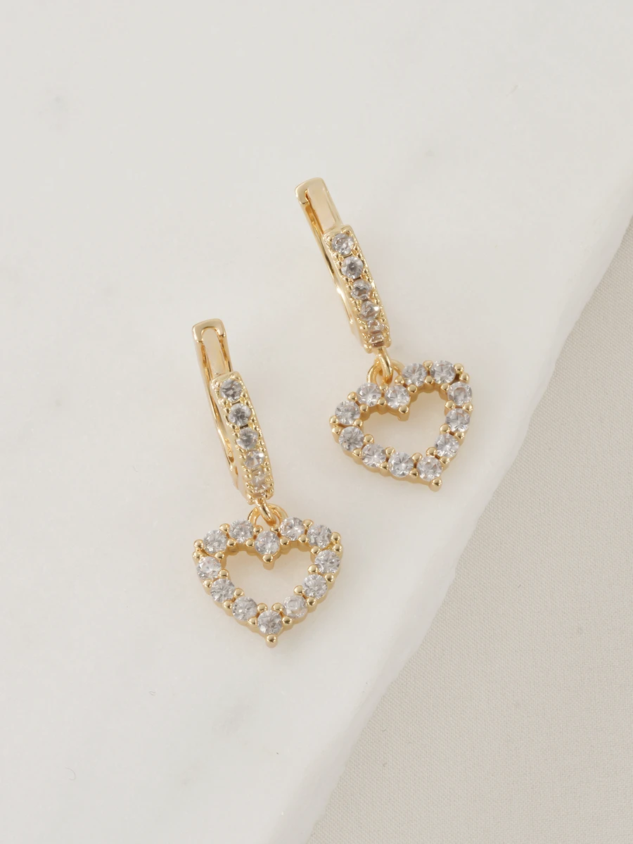 Clariva 1对女士时尚立方氧化锆心形耳钉 - W16405 - 查看 1