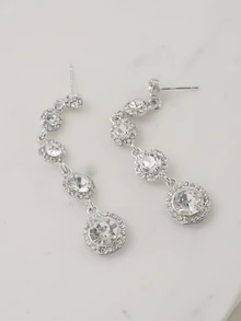 Clariva 1 Pair Minimalist Luxury Round Drop Earrings, Suitable For Daily, Date, Party, Wedding Occasions - Silver - View 2