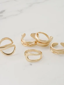 Clariva 16pcs/Set Punk Style Rings Set, Vintage Geometric Rings Set For Women, Fashionable Personalized Jewelry Gift, Suitable For Daily Outfit And Party Accessories - Gold - View 3
