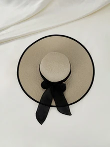 Clariva 1pc Women's Summer Sun Shade Straw Beach Hat - Multicolor - View 4