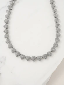 Clariva 1 Women's Necklace, Formal Occasion Necklace Neck Collar - Love Silver - View 2
