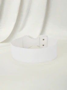 Clariva 1pc Ladies Elegant Elastic Waistband With Fashionable Elegant, Versatile Waist Corset, Wide Faux Pearl Large Bow Accessory Belt, Solid Color, Elegant Casual Polyester Women Waist Corset, Seasonal, Fashionable Bow, Casual Elegant Polyester Women Belt, Seasonal, Gift Birthday Halloween Valentine's Day Summer, School Fall, Autumn, Halloween - Multicolor - View 3