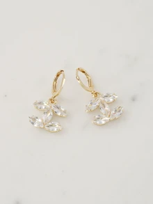 Clariva 1 Pair Fashionable Elegant Minimalist Luxury High-End Copper Inlaid Cubic Zirconia Pendant Earrings, Suitable For Women's Daily Wear (With Anti-Oxidation Packaging Box) - Gold - View 4