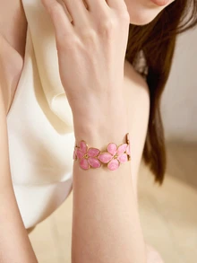 Clariva 1 chiếc vòng tay bằng thép không gỉ kiểu dáng tự nhiên với họa tiết hoa sứ tráng men nhiều màu sắc, phù hợp cho phụ nữ đeo hàng ngày, đi chơi hoặc đi nghỉ mát, cũng là một món quà tuyệt vời dành cho bạn bè. - Vàng - Xem 5