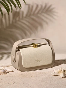 Tropiscape Túi xách nữ hình thang có quai xách phía trên, thiết kế thanh lịch và đơn giản, dung tích lớn, túi dành cho nữ sang trọng, phong cách cổ điển pha chút hiện đại, phù hợp cho mùa hè. - Màu be - Xem 5