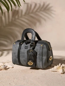 Tropiscape 铂金蓝海洋女士手提包 2025 新款百搭高档托特包单肩斜挎包 - 黑色 - 查看 5