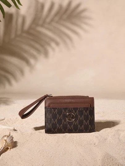 Tropiscape European & American Lychee Texture Minimalist Women Wallet High-Quality Elegant Bifold Card Slots Zipper Coin Purse For Women Wallet Mini Wallet Purse Wallet Small Wallet Cute Wallet Wristlet Wallet Purses For Woman Wallet For Ladies Cottagecore,SummerOutfit