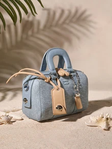 Tropiscape Cartera portátil de mujer con diseño gráfico de letra de unicolor de payaso clásico, bolso con asa doble con forma de almohada, elegante bolso de negocios para ir al trabajo, adecuado para compras, viajes, fiestas y otras ocasiones, bolsos elegantes de estilo cottage core para damas, atuendo de verano - Azul - Ver 5