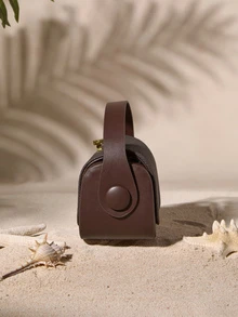 Tropiscape Bolso de mano en forma de caja oblicua para mujer, diseño minimalista elegante, gran capacidad, color café, estilo cottage core, atuendo de verano - Café - Ver 3